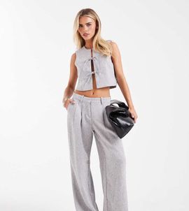 Vero Moda Petite Vero Moda Petite tailored pleated front wide leg pants in heather gray - part of a set