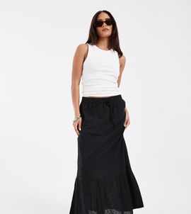 Vero Moda Petite Vero Moda Petite textured boho maxi skirt in black