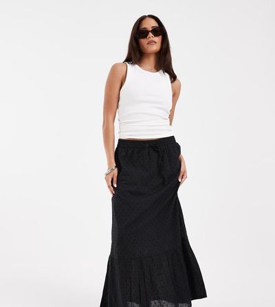 Vero Moda Petite Vero Moda Petite textured boho maxi skirt in black