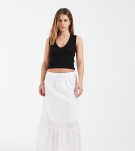 Vero Moda Petite Vero Moda Petite textured boho maxi skirt in white