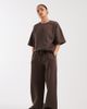 Vero Moda Petite Vero Moda Petite tie waist wide leg sweatpants in chocolate brown - part of a set - 1