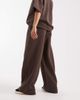 Vero Moda Petite Vero Moda Petite tie waist wide leg sweatpants in chocolate brown - part of a set - 3