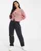 Vero Moda Petite Vero Moda Petite v-neck cardigan with deep cuff in rose-Pink - 4