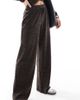 Vero Moda Petite Vero Moda Petite wide leg jersey pants in chocolate melange - part of a set-Brown - 1