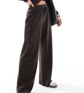 Vero Moda Petite Vero Moda Petite wide leg jersey pants in chocolate melange - part of a set-Brown