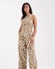 Vero Moda Petite Vero Moda Petite wide leg textured jersey pants in birch abstract print - part of a set-White - 1