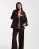 Vero Moda Petite Vero Moda Petite wide leg tweed look tailored pants in chocolate - part of a set-Brown - 1