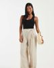 Vero Moda Petite Vero Moda Petite woven pleat front tailored pants with tie waist in stone-Neutral - 1