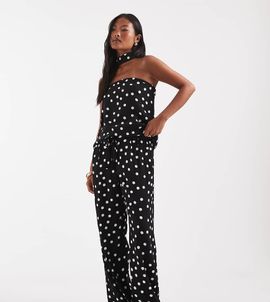 Vero Moda Petite Vero Moda Petite woven wide leg pants in black and white polka dot - part of a set