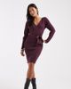 Vero Moda Petite Vero Moda Petite wrap belted long sleeve knit mini dress in burgundy-Red - 1