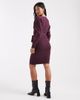 Vero Moda Petite Vero Moda Petite wrap belted long sleeve knit mini dress in burgundy-Red - 4