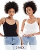 Vero Moda Tall Vero Moda Tall 2 pack jersey cami tops in black and white-Multi - 1