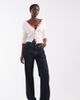 Vero Moda Tall Vero Moda Tall Allison mid rise straight leg seam detail jeans with fold up in dark blue denim-Navy - 1