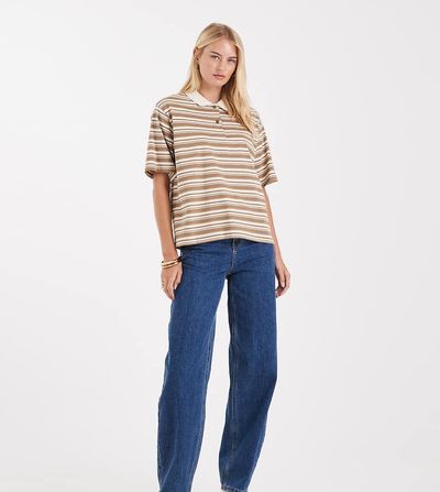 Vero Moda Tall Vero Moda Tall Billie high rise barrel leg jeans in medium-blue wash