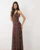Vero Moda Tall Vero Moda Tall cami maxi dress with scarf neck detail in chocolate polka-dot print-Brown - 1