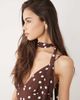 Vero Moda Tall Vero Moda Tall cami maxi dress with scarf neck detail in chocolate polka-dot print-Brown - 2
