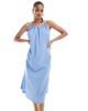 Vero Moda Tall Vero Moda Tall cotton ruched neck maxi dress in blue stripe - 3