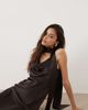 Vero Moda Tall Vero Moda Tall cowl neck satin cami midi dress with scarf detail in chocolate brown - 1