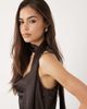 Vero Moda Tall Vero Moda Tall cowl neck satin cami midi dress with scarf detail in chocolate brown - 3
