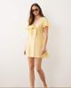 Vero Moda Tall Vero Moda Tall crinkle textured woven tie front mini dress in golden yellow - 1