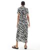 Vero Moda Tall Vero Moda Tall easy button-down long shirt dress in zebra print-White - 3