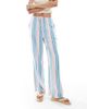 Vero Moda Tall Vero Moda Tall Easy tie waist wide leg pants in candy stripe-White - 2