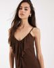 Vero Moda Tall Vero Moda Tall frill trim cami midaxi dress in chocolate brown - 1