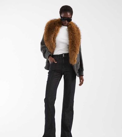 Vero Moda Tall Vero Moda Tall Hazel high rise seam detail flared jeans in black denim