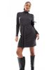 Vero Moda Tall Vero Moda Tall high neck knit mini dress with tie waist in black - 1