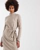 Vero Moda Tall Vero Moda Tall high neck knitted mini dress with tie waist in stone-Neutral - 1