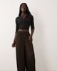 Vero Moda Tall Vero Moda Tall high waist wide leg plisse trouser in chocolate brown - 1