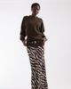 Vero Moda Tall Vero Moda Tall mid rise satin maxi skirt in chocolate zebra print-Brown - 1