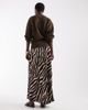 Vero Moda Tall Vero Moda Tall mid rise satin maxi skirt in chocolate zebra print-Brown - 4