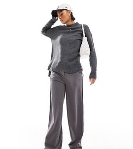 Vero Moda Tall Vero Moda Tall oversized high neck sweater in medium gray melange