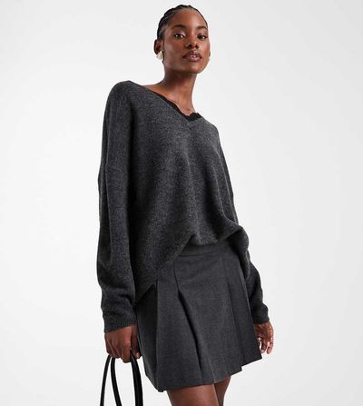Vero Moda Tall Vero Moda Tall pleated mini skirt in heather gray