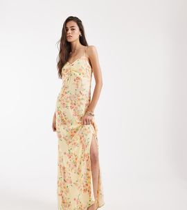Vero Moda Tall Vero Moda Tall ruched bust detailing cami midi dress in yellow based floral print