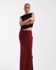 Vero Moda Tall Vero Moda Tall slinky ruched front maxi skirt in burgundy-Red - 1