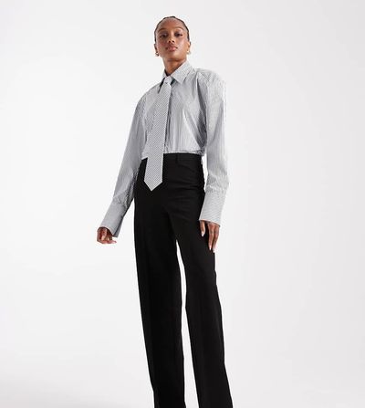 Vero Moda Tall Vero Moda Tall straight leg dress pants with creased front in black