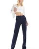 Vero Moda Tall Vero Moda Tall straight leg jersey pants with belt loops in navy - 1