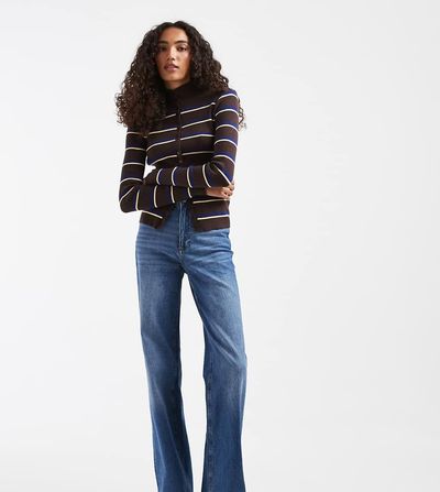 Vero Moda Tall Vero Moda Tall Tessa high waisted wide leg jeans in washed mid blue