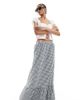 Vero Moda Tall Vero Moda Tall tiered hem maxi skirt in black gingham print - 1