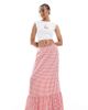 Vero Moda Tall Vero Moda Tall tiered hem maxi skirt in red gingham print - 1