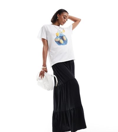 Vero Moda Tall Vero Moda Tall tiered maxi skirt in black