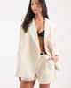 Vero Moda Vera Moda high waist pintuck tailored shorts with belt in cream - part of a set-White - 1