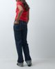 Vero Moda Vero Moda Allison mid rise straight leg seam detail jeans with fold up in dark blue denim-Navy - 3