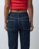 Vero Moda Vero Moda Allison mid rise straight leg seam detail jeans with fold up in dark blue denim-Navy - 4