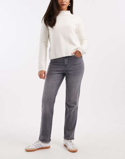 Vero Moda Vero Moda Amara straight leg ankle length stretch jeans in gray wash-Blue