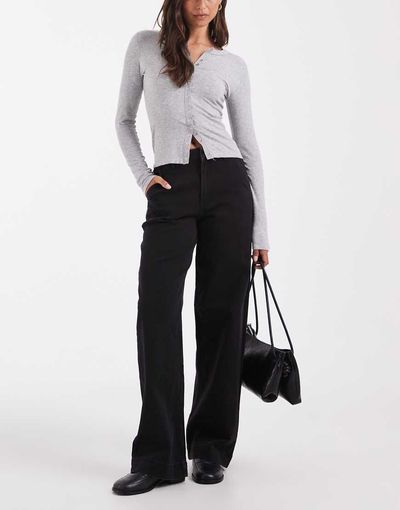 Vero Moda Vero Moda Amaris high rise wide leg jeans in black