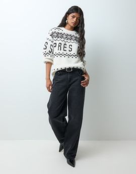 Vero Moda Vero Moda 'Apres Ski' fairisle sweater in cream-WHITE