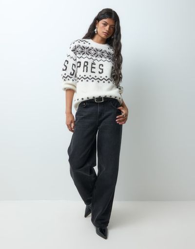Vero Moda Vero Moda 'Apres Ski' fairisle sweater in cream-WHITE